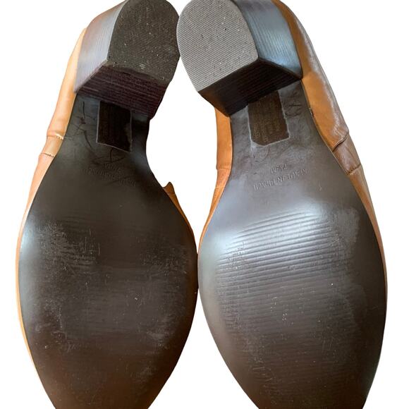 Brazilian over the knee chunky heel leather tan boots women’s 7 1/2 M - Picture 10 of 11